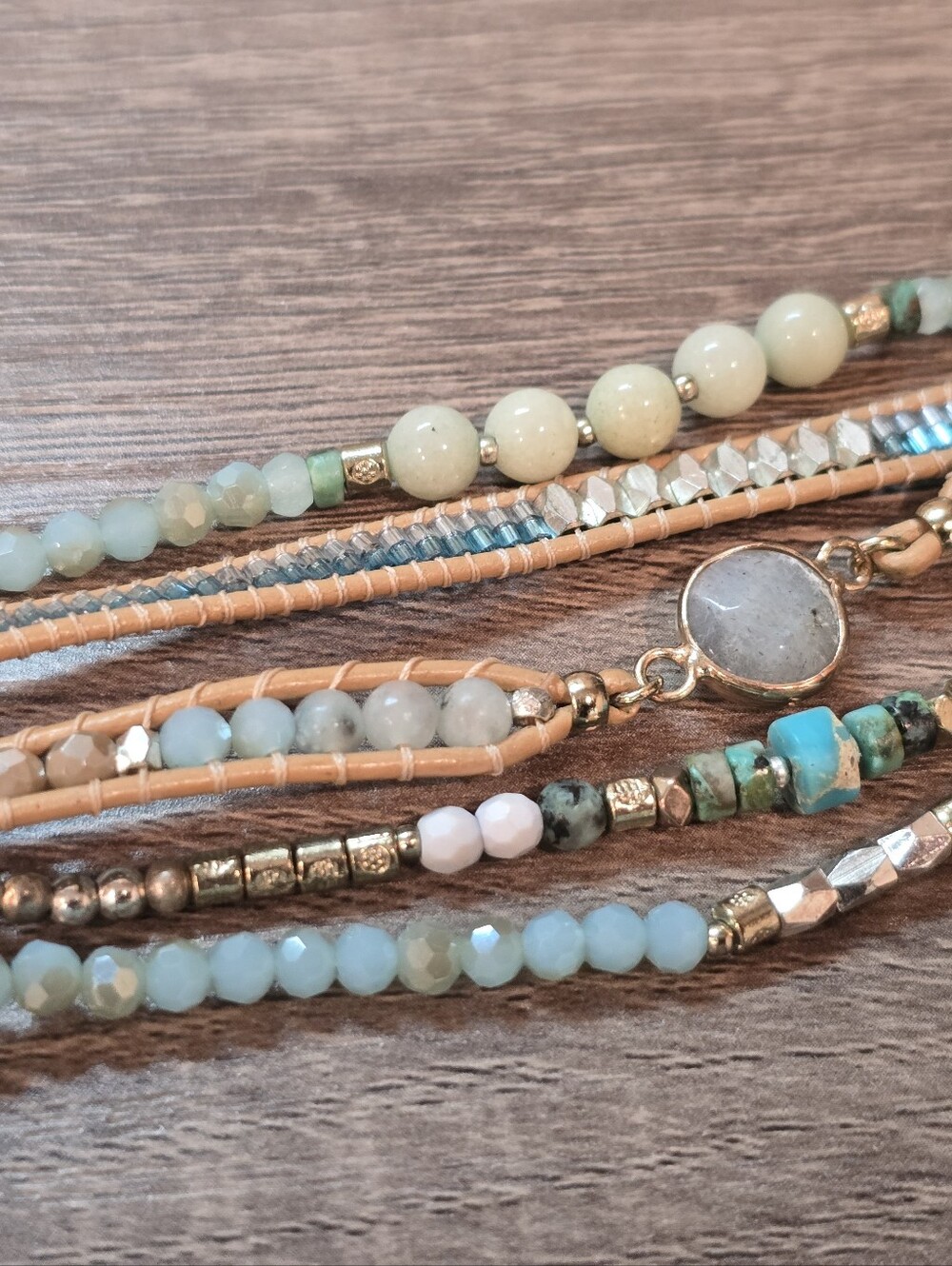 NEW: Nakamol Beaded Multi-Row Turquoise Accent Bracelet